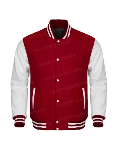 Men Red Baseball Varsity Jacket