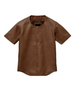 Mens brown Leather T Shirt