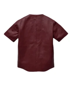 Mens maroon Leather T Shirt