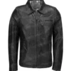 Mens Classic Shirt Style Collar Black Jacket