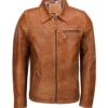 Mens Classic Shirt Style Collar Brown Jacket