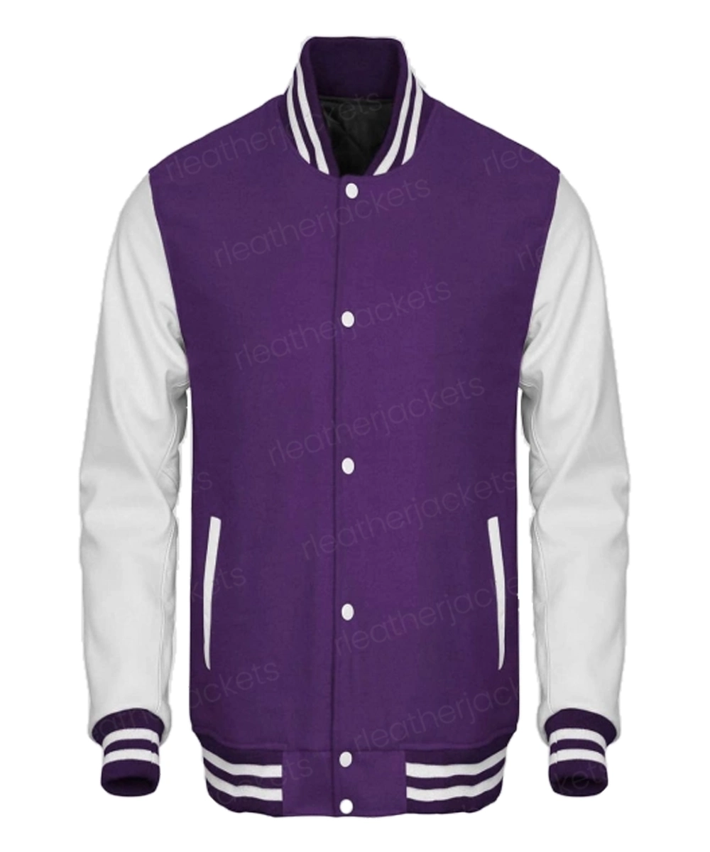 Mens Purple Baseball Varsity Jacket - RLeatherJackets