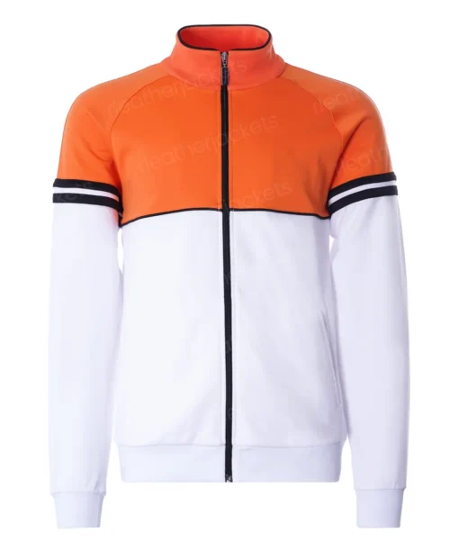 Mens Orange and white Tracksuit Top