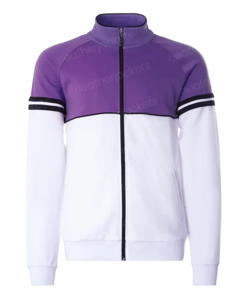 Mens Purple and White Tracksuit Top