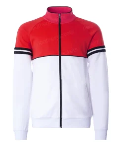 Mens Red and White Tracksuit Top