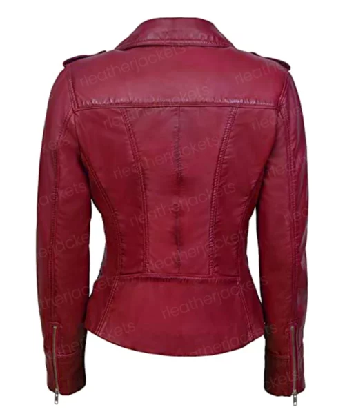 Women Red Biker Jacket