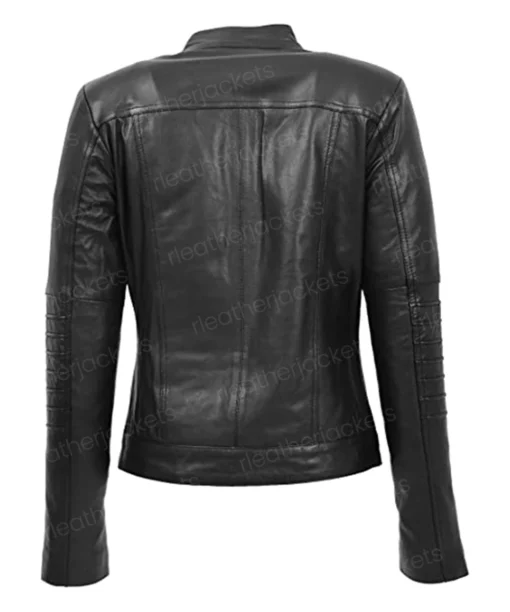 Women Vintage Black Leather Jacket