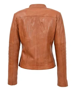Women Vintage Brown Leather Jacket