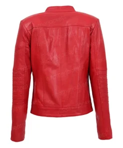 Women Vintage Red Leather Jacket