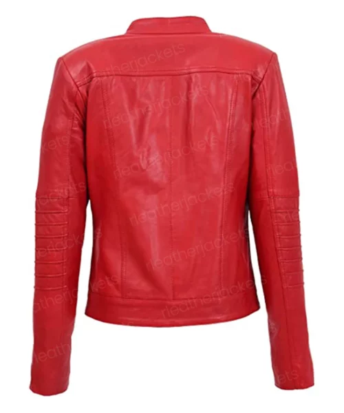 Women Vintage Red Leather Jacket