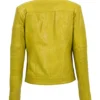 Women Vintage Yellow Leather Jacket