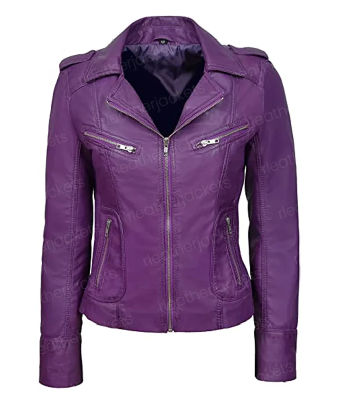 Womens Biker Purple Jacket | Purple Leather Jacket - RLeatherJackets