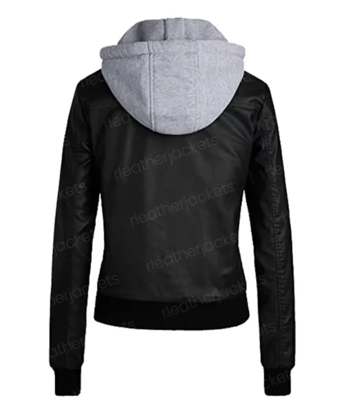 Womens Removable Hooded Black Jacket