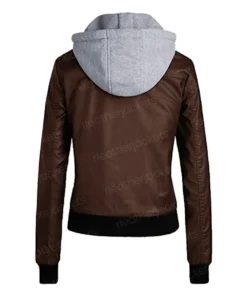Womens Removable Hooded Brown Jacket