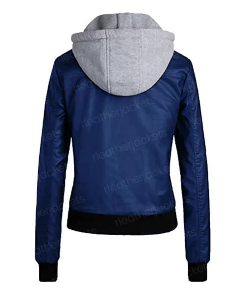 Womens Removable Hooded Blue Jacket