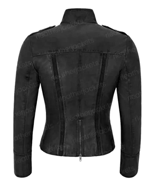 Womens Suede Lining Black Leather Jacket