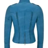 Womens Suede Lining Blue Leather Jacket
