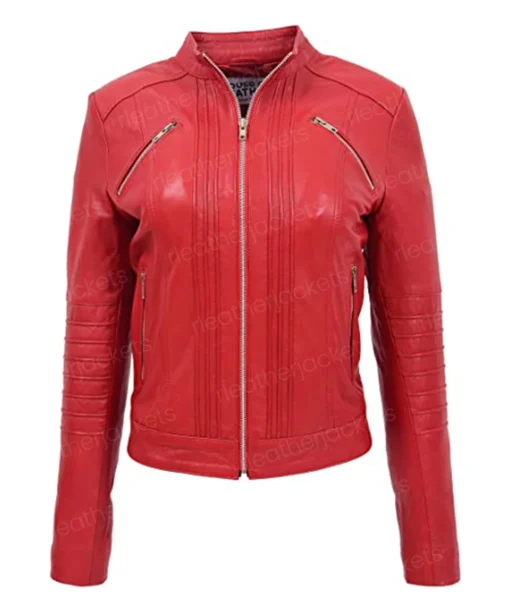Womens Vintage Red Leather Jacket