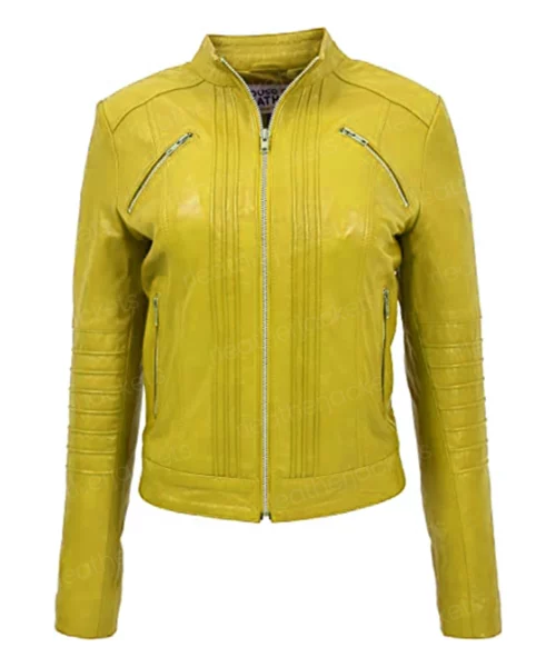 Womens Vintage Yellow Leather Jacket