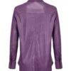 Women Purple Leather Long-Sleeve Shirt