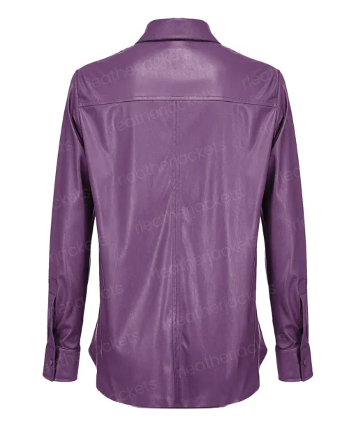 Women Purple Leather Long-Sleeve Shirt