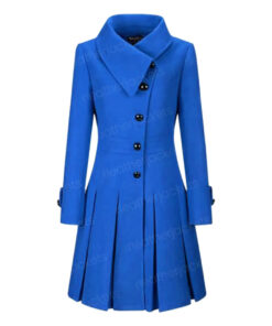 Women’s Lapel Turtleneck Blue Coat