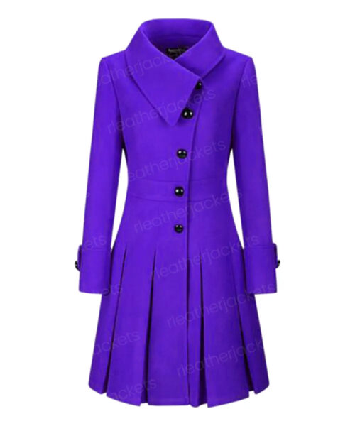 Women’s Lapel Turtleneck purple Coat