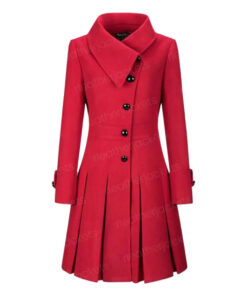 Women’s Lapel Turtleneck Red Coat