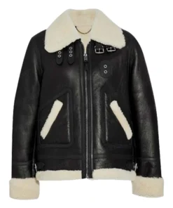 Womens Shearling Black Leather Jacket