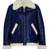 Womens Shearling Blue Leather Jacket