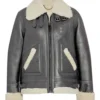 Womens Shearling Grey Leather Jacket