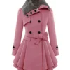 Womens Double Breasted Pink Peacoat