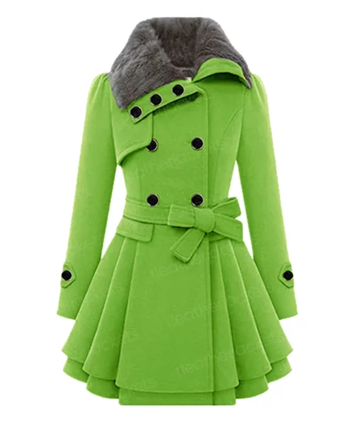womens double breasted green peacoat