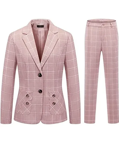 Women's Pink Checkered Suit