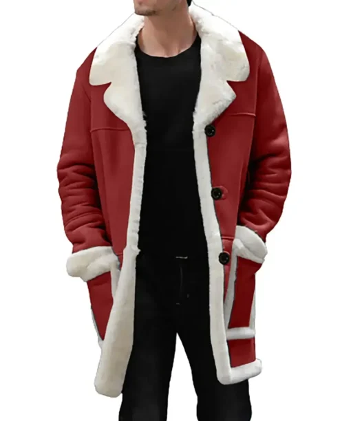 Men’s Red Shearling Trench Coat
