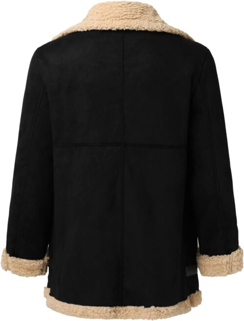 Men's Black Shearling Leather Coat