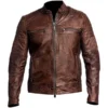 Men's Cafe Racer Motorcycle Leather Jacket