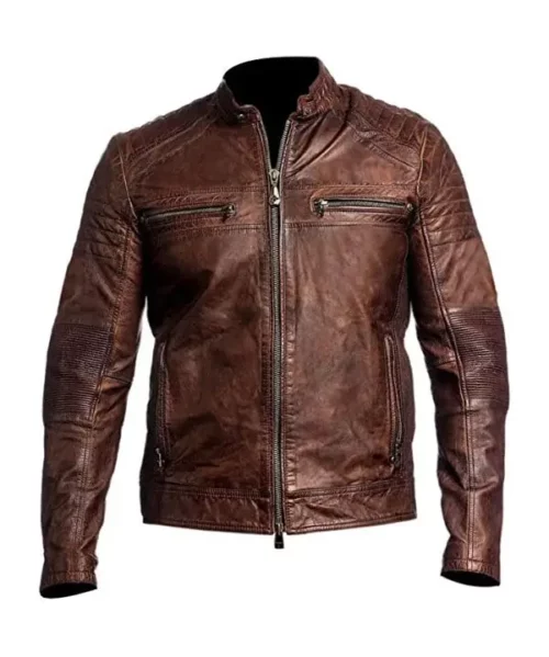 Men's Cafe Racer Motorcycle Leather Jacket