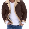 Men's Coffee Shearling Leather Jacket