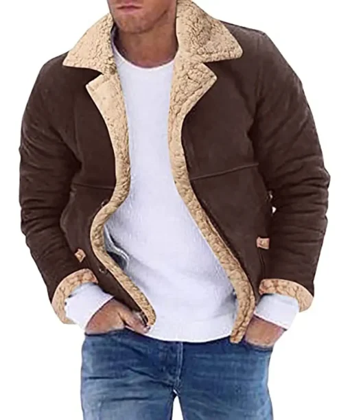 Men's Coffee Shearling Leather Jacket
