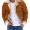 Men's Khaki Shearling Leather Jacket