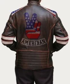 Mens American Flag Leather Jacket
