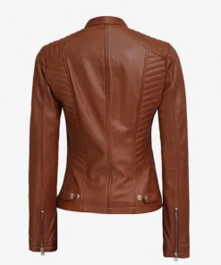 Women Tan Brown Leather Jacket