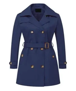 Women’s Belted Double-Breasted Blue Coat