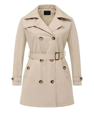 Women’s Belted Double-Breasted Tan Coat
