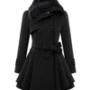 Womens Double Breasted Black Peacoat