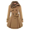 Womens Double Breasted Brown Peacoat