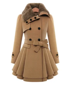 Womens Double Breasted Brown Peacoat