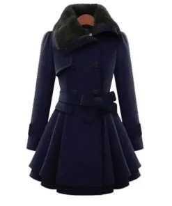 Womens Double Breasted Purple Peacoat