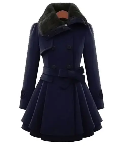 Womens Double Breasted Purple Peacoat